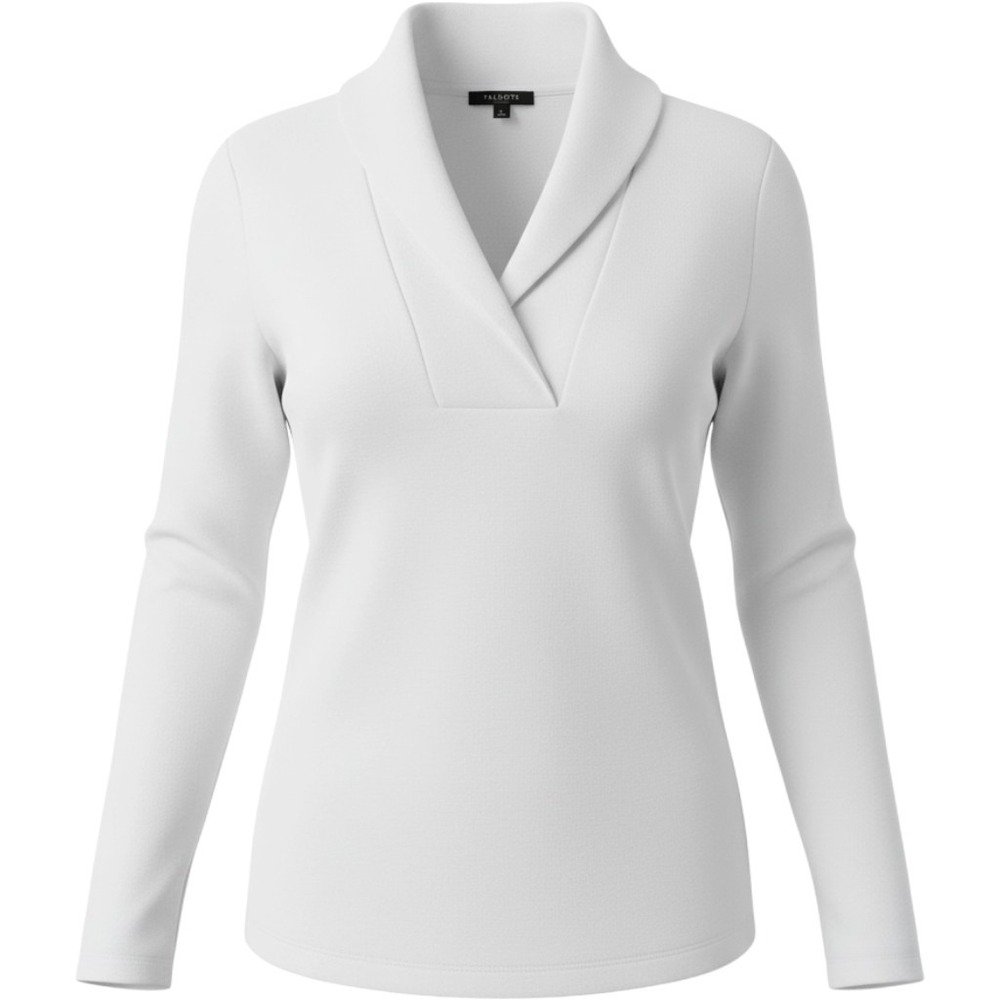 Talbots XL Winter White Shawl Collar Long Sleeve Textured Knit Pullover Top